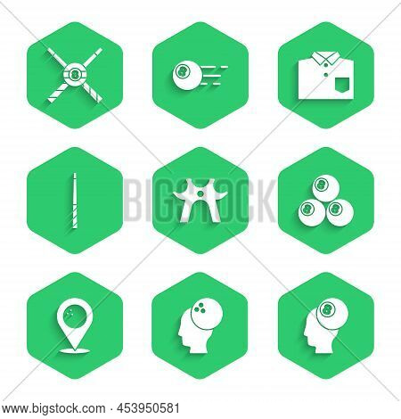 Set Billiard Rest, Bowling Ball, Location With Bowling, Cue, Shirt And Crossed Billiard Cues And Ico