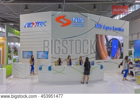 Novi Sad, Serbia - September 21, 2021: Nis Gazprom Neft Oil Company Stand At Agriculture Expo Trade 