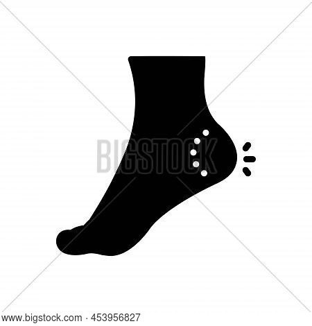 Black Solid Icon For Heel Foot Ankle Crack Ache Twinge Human Barefoot Care Leg Pain