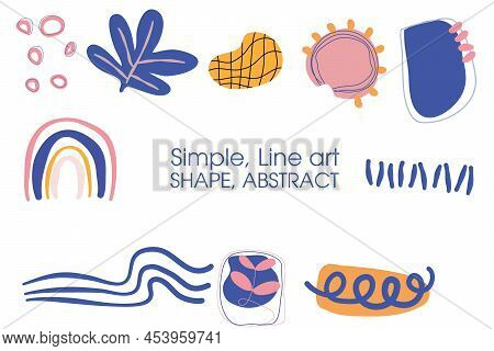 Set Of Symbols, Simple Boho Shape Illustration, Oragnic Line Art, Doodle Theme