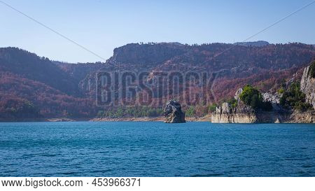 Stone Cliffs At Oymapinar Dam In Green Canyon In Turkey
