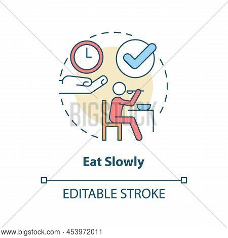 Eat Slowly Concept Icon. Do Not Hurry. Table Manners. Restaurant Etiquette Abstract Idea Thin Line I
