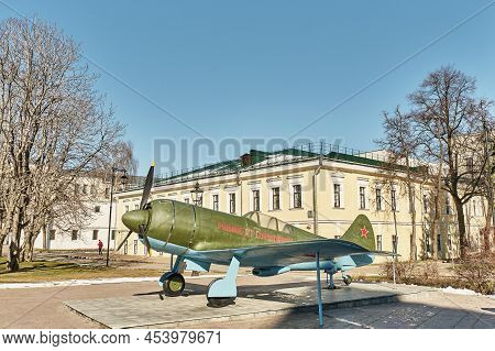 Nizhny Novgorod, Russia - April 18, 2022: Monument To La-7 Fighter Aircraft On Territory Of Nizhny N