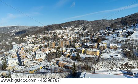 Aerial View Of Tanvald On Sunny Winter Day, Czech Republic