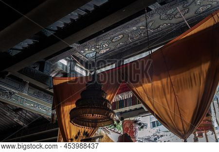 Bangkok, Thailand - Apr 29, 2022 : Architecture Interior Of Traditional Chinese Shrine With Traditio