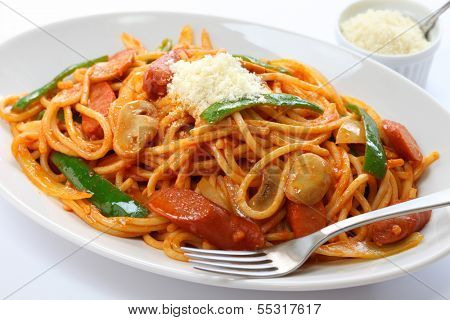 japanese pasta dish, spaghetti napolitan