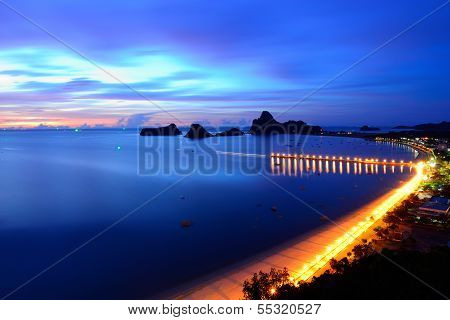 Sunrise View Of Ao Manao Bay In Prachuap Khiri Khan, Thailand