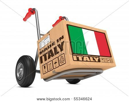 Made in Italy - Cardboard Box on Hand Truck.