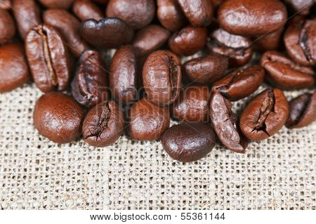 Roasted Coffee Beans On Bagging