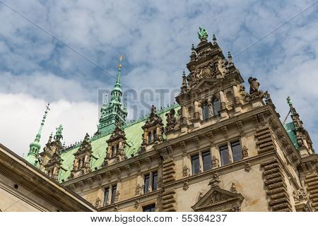 Detail Of The Facade Of The Famous Rathaus (city Hall) In Hamburg, Germany