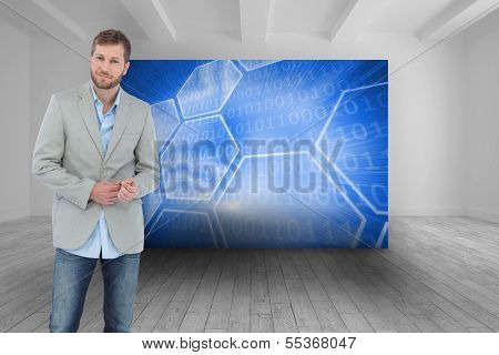 Composite image of suave man in a blazer posing