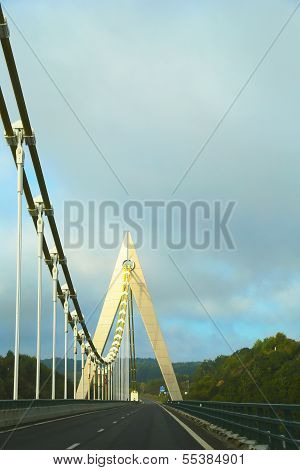 The original highway suspension bridge  Chavanon Viaduct in Messeix, France