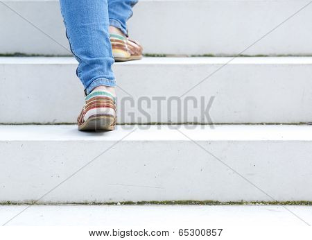 Female Walking Upstairs