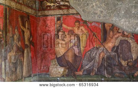 Frescoes in Pompeii ruines, Naples, Italy