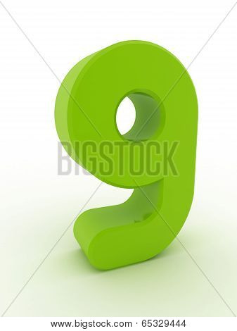 3D Shiny green Number