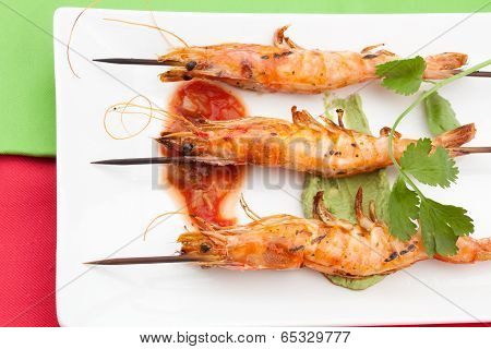 Salsa Spicy Whole Grilled Shrimps