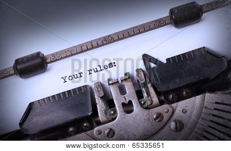 Vintage Inscription Made By Old Typewriter