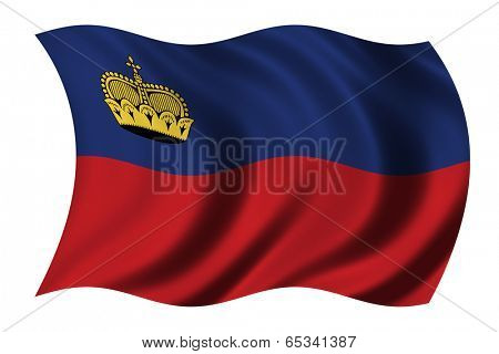 Flag of Liechtenstein waving in the wind