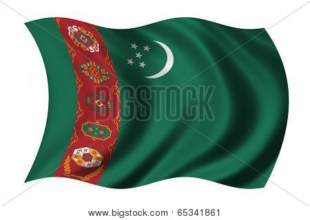 Flag of Turkmenistan waving in the wind