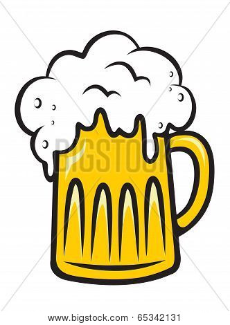 Overflowing tankard of frothy beer