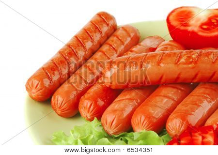 Servido carne assado salsichas