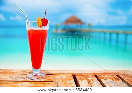 Red Drink At A Beach