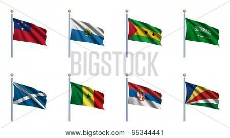 World Flag Set 20 - Samoa, San Marino, Sao Tome and Principe, Saudi Arabia, Scotland, Senegal, Serbia, Seychelles