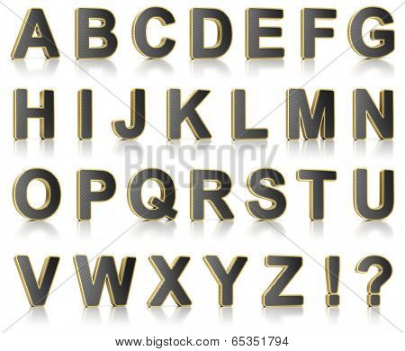Complete alphabet set as perforated metal objects