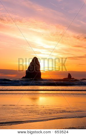 Zonsondergang op de hooiberg