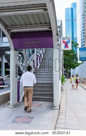 Man Enter Into Skytrain Bts Station
