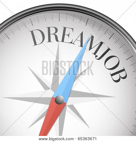 detailed illustration of a compass with dreamjob text, eps10 vector