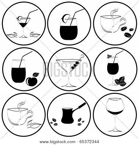 Set Of Drinks In Glasses. Vestor