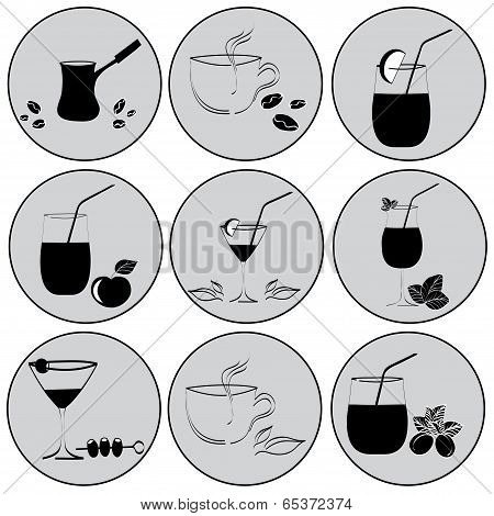 Set Of Drinks In Glasses. Vestor