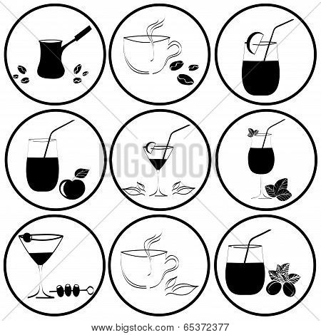 Set Of Drinks In Glasses. Vestor