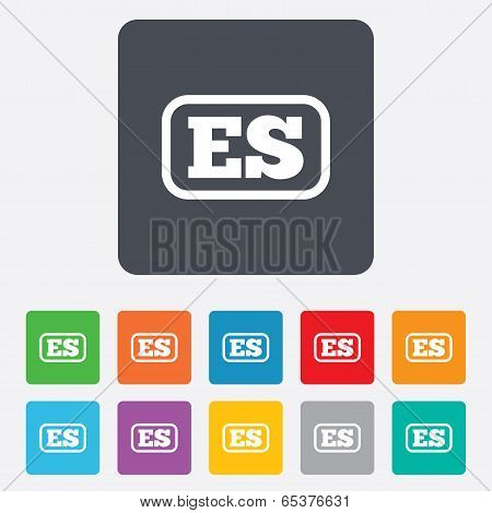 Spanish language sign icon. ES translation.
