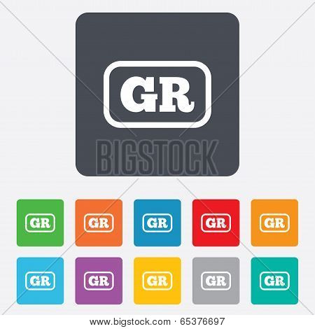 Greek language sign icon. GR Greece translation
