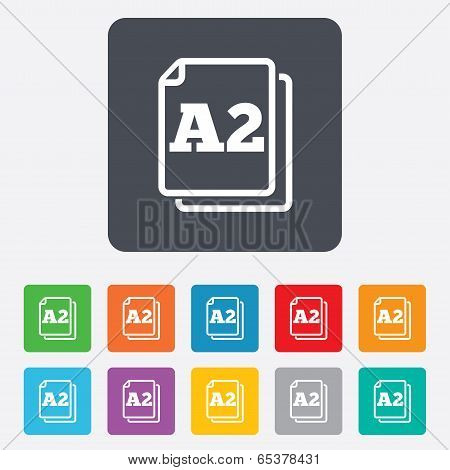 Paper size A2 standard icon. Document symbol.