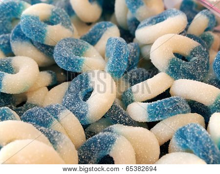 Blue And White Gummy Candy Rings