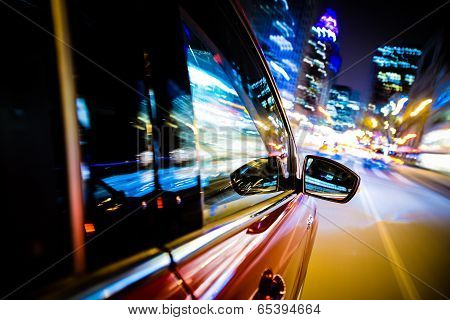 Driving Through City Lights