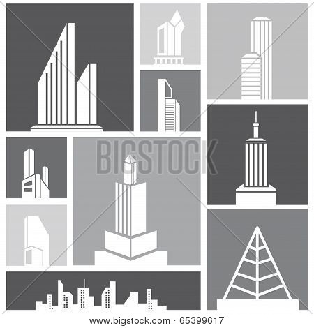 silhouette city, building set