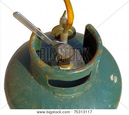 old gas bombola with regulator monkey wrench to tighten