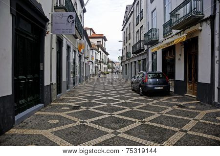Street view in Ponta Delgada, Azores islands