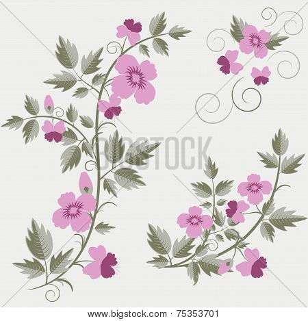 Vector retro floral background with flowers