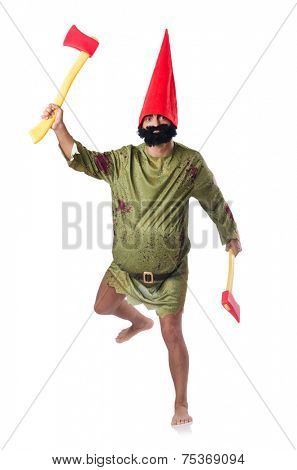 Savage man isolated on white
