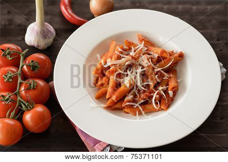 Plate Of Penne Pasta With Arrabiata Sauce