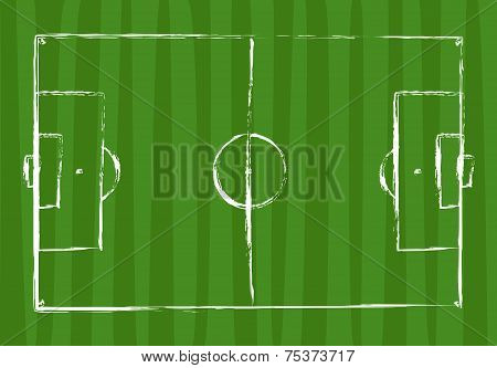 Football Field Grunge Drawing - Vector Illustration