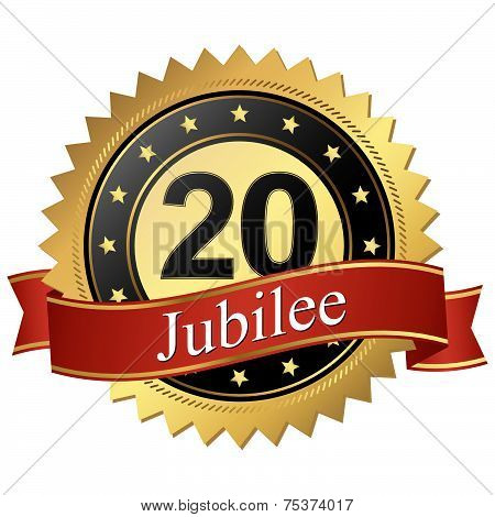 Jubilee Button With Banners - 20 Years