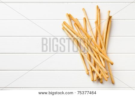 top view of breadsticks grissini