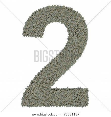 number 2 made of old and dirty microprocessors