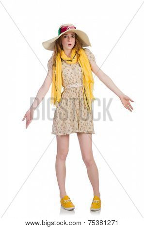 Emotional woman isolated on the white